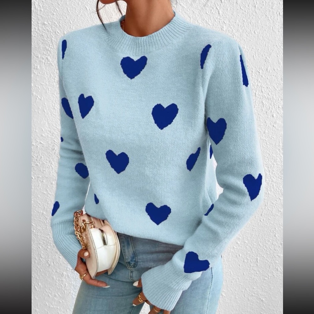 SHEIN Baby Blue Heart Sweater